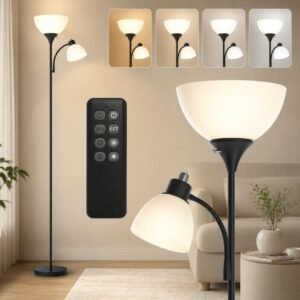 GERGO Torchiere Floor Lamp with Remote Adjustable Light