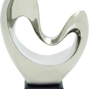 Deco 79 Polystone Abstract Heart Sculpture Silver