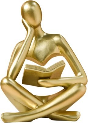 Gold reading woman abstract sculpture home decor