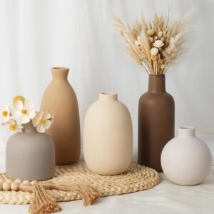 Modern Ceramic Vase Set of 5 Farmhouse Decor