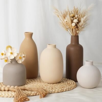 Modern Ceramic Vase Set of 5 Farmhouse Decor