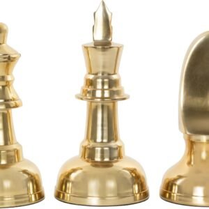 Deco 79 Aluminum Chess Knight Queen King Gold