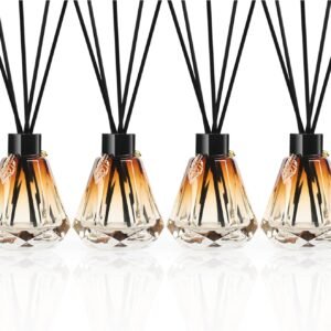 Reed Diffuser Set: 4 Bottles, Sticks, Gold Leaf