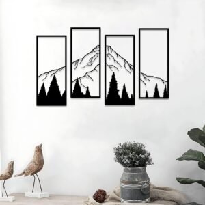 ruelen Minimalist Line Metal Mountain Forest Wall Art