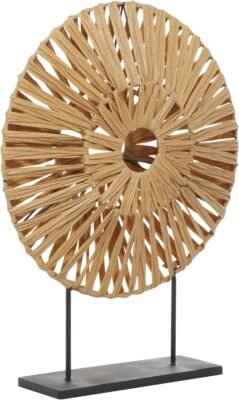 Deco Plastic Rattan Abstract Handmade Sculpture Brown Stand