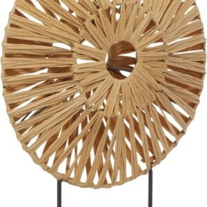 Deco Plastic Rattan Abstract Handmade Sculpture Brown Stand