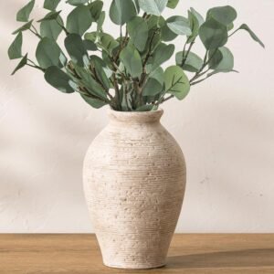 Ceramic Flower Vase Farmhouse Rustic Large 9" Retro