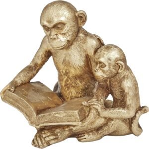 Deco 79 Polystone Monkey Gold Sculpture